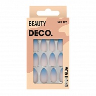 Набор накладных ногтей с клеевыми стикерами `DECO.` BRIGHT GLOW matt blue (24 шт + клеевые стикеры 24 шт)