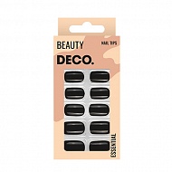 Набор накладных ногтей с клеевыми стикерами `DECO.` ESSENTIAL black side (24 шт + клеевые стикеры 24 шт)