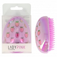 Расческа для волос распутывающая `LADY PINK` с принтом клубника