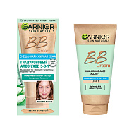 Крем для лица `GARNIER` `SKIN NATURALS` BB CREAM Гиалуроновый алоэ-уход 5в1 светло-бежевый (для смеш. и жир. кожи) 50 мл