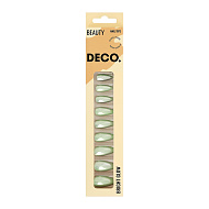 Набор накладных ногтей с клеевыми стикерами `DECO.` BRIGHT GLOW green shine (24 шт + клеевые стикеры 24 шт)