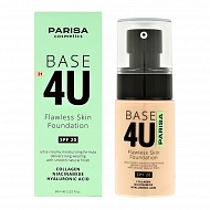 Основа тональная для лица `PARISA` BASE 4U FLAWLESS SKIN тон 21 бежевый