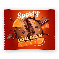 Печенье неглазированное `SPORTY` COLLAGEN Шоколад - апельсин 40 г