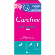 Прокладки ежедневные `CAREFREE` Cotton Fresh (ароматизированные) воздухопроницаемые 34 шт