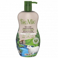 Экологическое средство `BIOMIO` для мытья посуды, овощей и фруктов с экстрактом хлопка и ионами серебра без запаха 750 мл