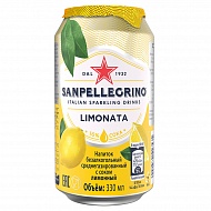 Безалкогольный напиток `SANPELLEGRINO` газированный со вкусом лимона 330 мл