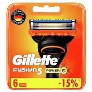 Кассеты для станка `GILLETTE` `FUSION` POWER 6 шт