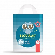 Подгузники-трусики `LOVULAR` M 6-10 кг (ночные) 21 шт