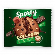 Печенье неглазированное `SPORTY` COLLAGEN Шоколад с фундуком 40 г
