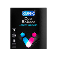 Презервативы `DUREX` Dual Extase (рельефные с анестетиком) 3 шт