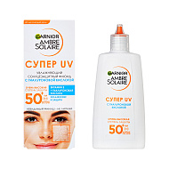 Флюид для лица `GARNIER` AMBRE SOLAIRE СУПЕР UV увлажняющий солнцезащитный с гиалуроновой кислотой SPF 50+ 40 мл