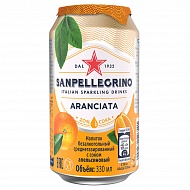 Безалкогольный напиток `SANPELLEGRINO` газированный со вкусом апельсина 330 мл
