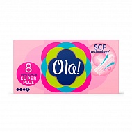 Тампоны гигиенические `OLA!` SUPER PLUS шелковистая поверхность 8 шт