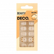 Набор накладных ногтей с клеевыми стикерами `DECO.` BEAUTY matte gold (24 шт + клеевые стикеры)