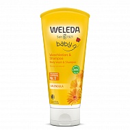 Шампунь-гель для волос и тела `WELEDA` BABY детский с календулой 200 мл