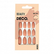 Набор накладных ногтей `DECO.` NUDES caramel almond (24 шт + клеевые стикеры 24 шт)