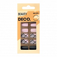 Набор накладных ногтей с клеевыми стикерами `DECO.` BEAUTY grey geometry (24 шт + клеевые стикеры)