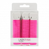 Бигуди для волос `LADY PINK` липучки с зажимом, 6 шт.