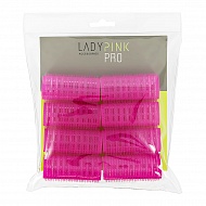 Бигуди-липучки `LADY PINK` `BASIC` PROFESSIONAL D 25 мм розовые 8 шт