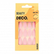 Набор накладных ногтей с клеевыми стикерами `DECO.` GLOSSY pink shine (24 шт + клеевые стикеры 24 шт)