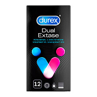 Презервативы `DUREX` Dual Extase (рельефные с анестетиком) 12 шт