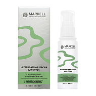 Маска для лица `MARKELL` GREEN SECRET ночная несмываемая с муцином улитки, коллагеном и эластином (интенсивное омоложение) 50 мл
