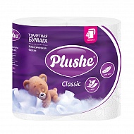 Бумага туалетная `PLUSHE` Classic 2-х слойная 4 шт